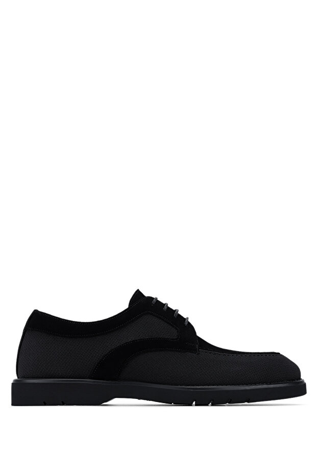 Men's Leather & Textile Black Suede Casual Shoes