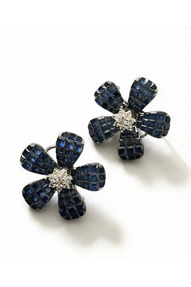 Azure Bloom Invisible Drop Earrings