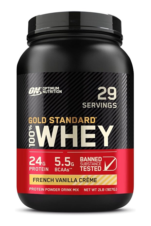 On Gold Standard 100% Whey Protein Powder Vanilla Creme, 2 Lbs, 29 Servings 907 Grams