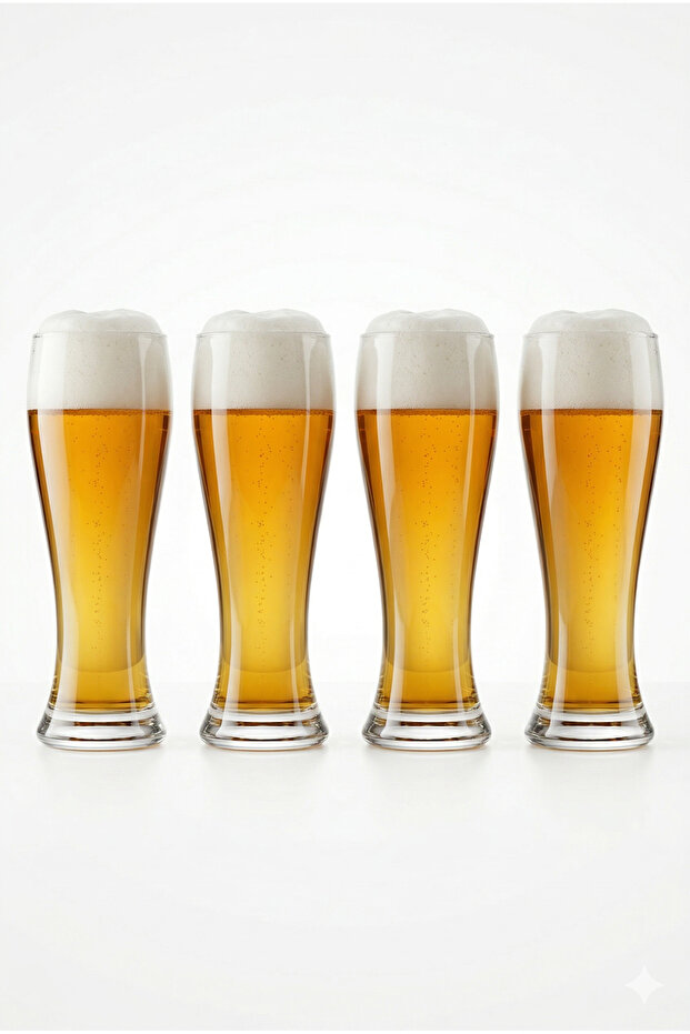 Weizenbeer & Pils Beer Glasses 520 Cc – Set of 4, Foam Holder Premium Glass Cups