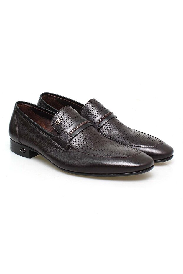 Brown Laceless Genuine Leather Leather Sole Men's Shoes