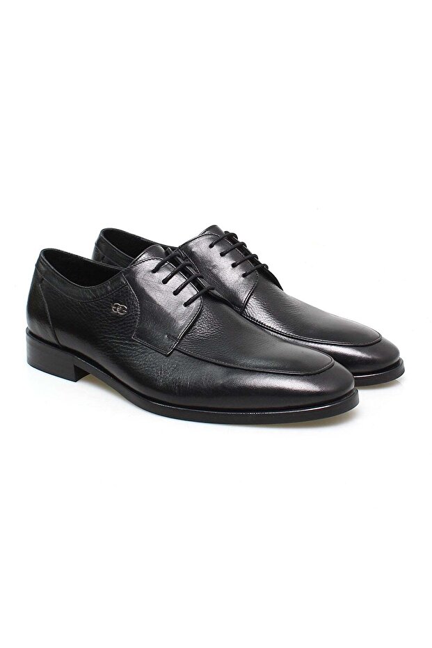 Black Color Lace-Up Genuine Leather Men's Shoes