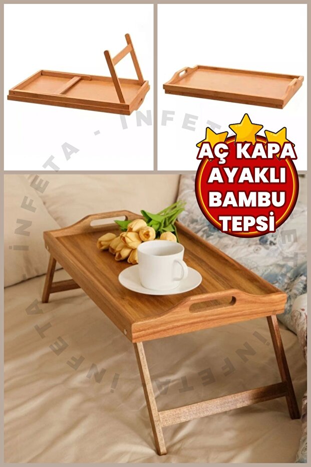 Folding Legged Bamboo Bed Enjoyment Tray Mini Table Study Laptop Eating Drinking Table 30X50 cm