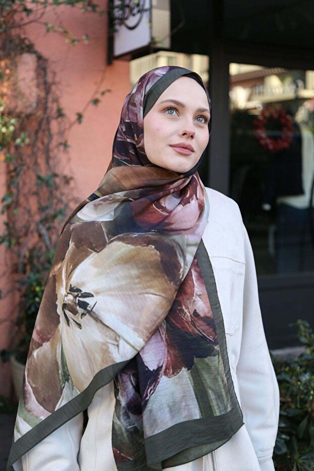 Floral Patterned Modal Shawl Mdlv07-01
