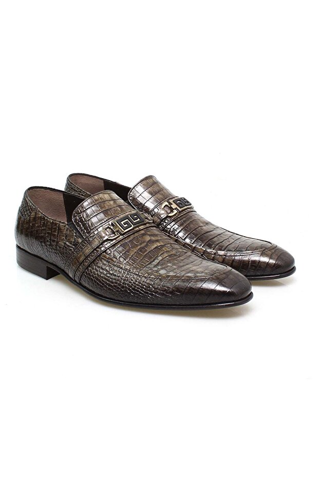 Green Laceless Genuine Leather Leather Sole Men's Shoes
