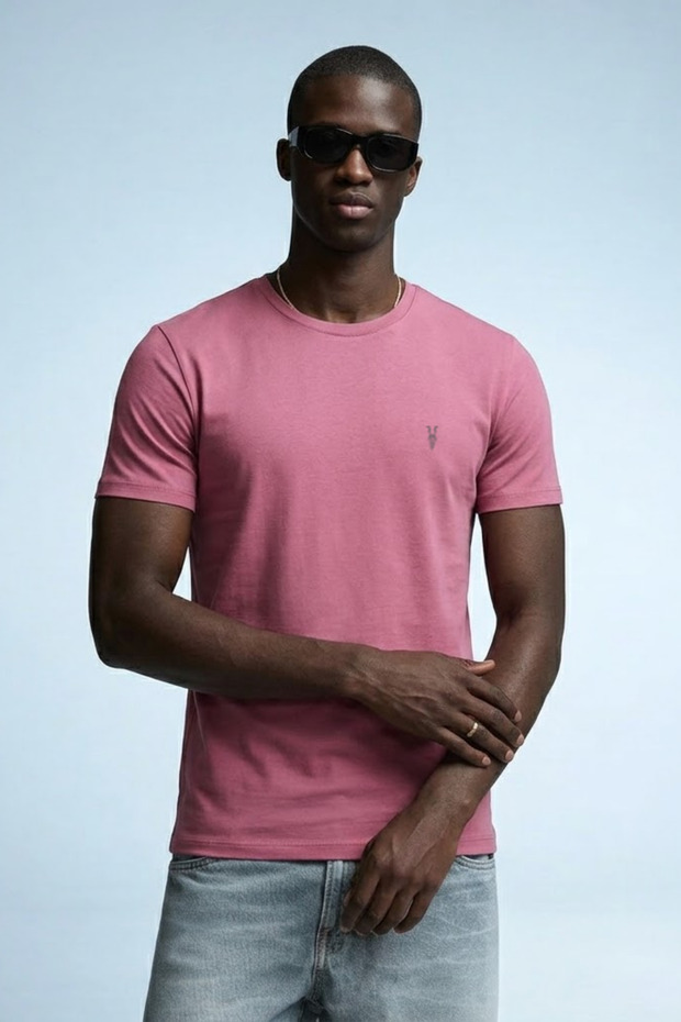 Men's Crew Neck Short Sleeve Powder T-Shirt