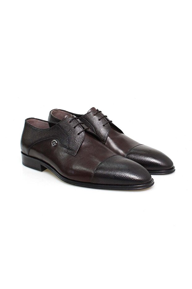 Brown Lace-Up Genuine Leather Men's Shoes