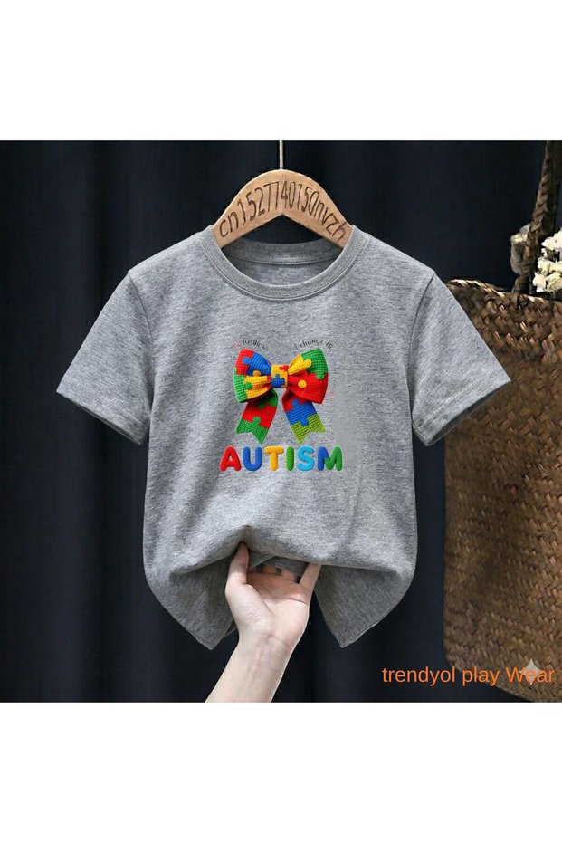 Awareness Ribbon Printed 100% Children's Unisex T-Shirt 5 6 -7 8-9 10 -11 12 Years Old