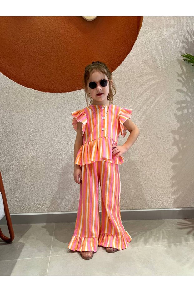 Girl's Muslin Woven Top and Bottom Set