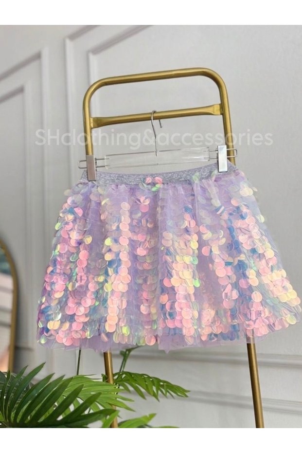 Girl's Lilac Sequin Skirt Mermaid Skirt