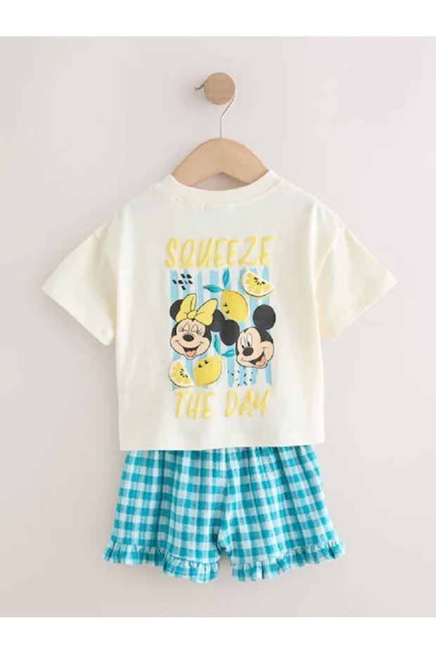 100% Cotton Cream White Disney Short Sleeve Top and Shorts Set