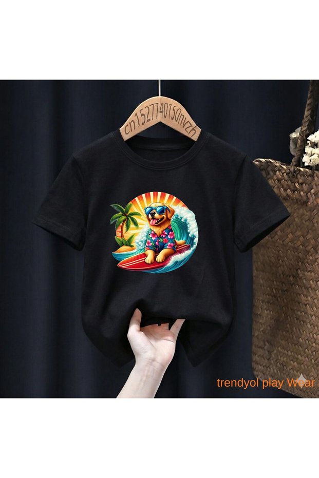 Tshrt Glasses Dog Printed 100% Children's Unisex T-Shirt 5 6 -7 8-9 10 -11 12 Years Old