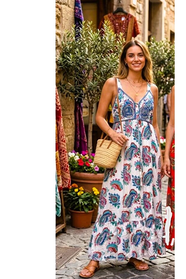 Authentic Standard Size Dress with Embroidery, 100% Cotton, Gold Foil, Imported Lining, Suitable for Sizes 36-44.