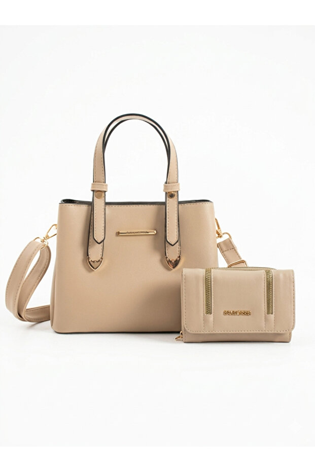 Sanmorris Women's Faux Leather Shoulder Bag and Combination Wallet Set