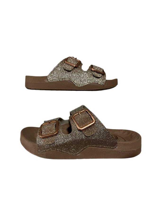 , Women's Silvery Double Buckle Non-Slip Sole Comfortable Slippers