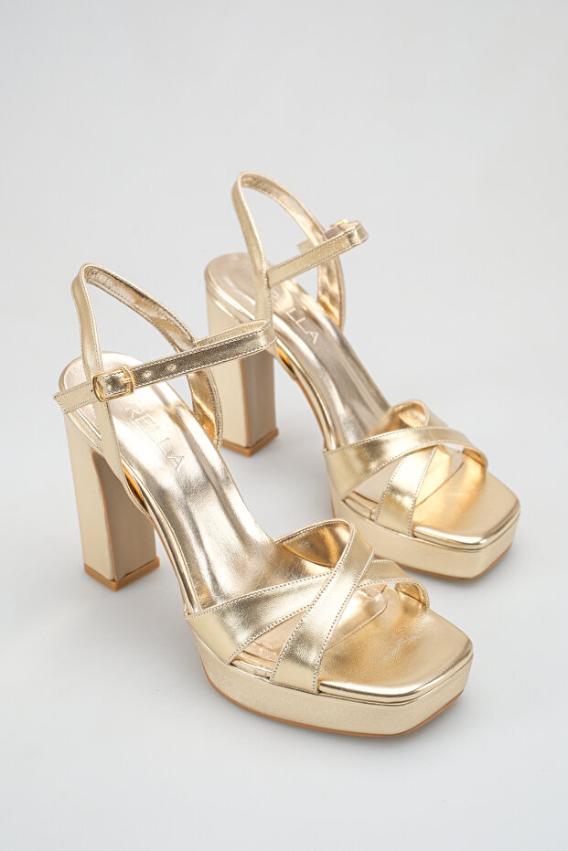 Gold Gold Evening Dress Shoes Platform Heeled Sandals Stylish Wedding Engagement Special