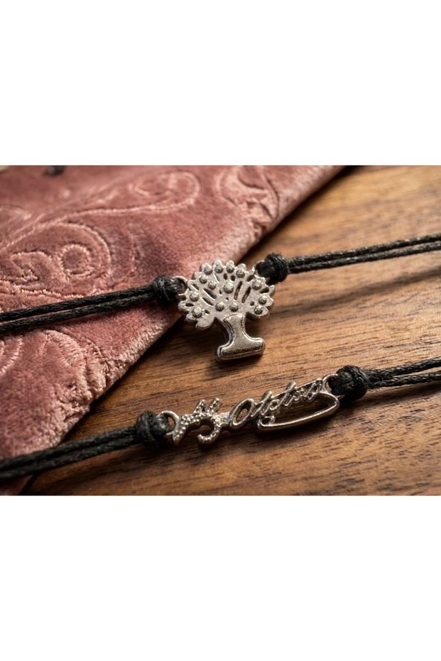 Tree of Life and Ataturk Signed Adjustable Double Friendship & Couple Bracelet