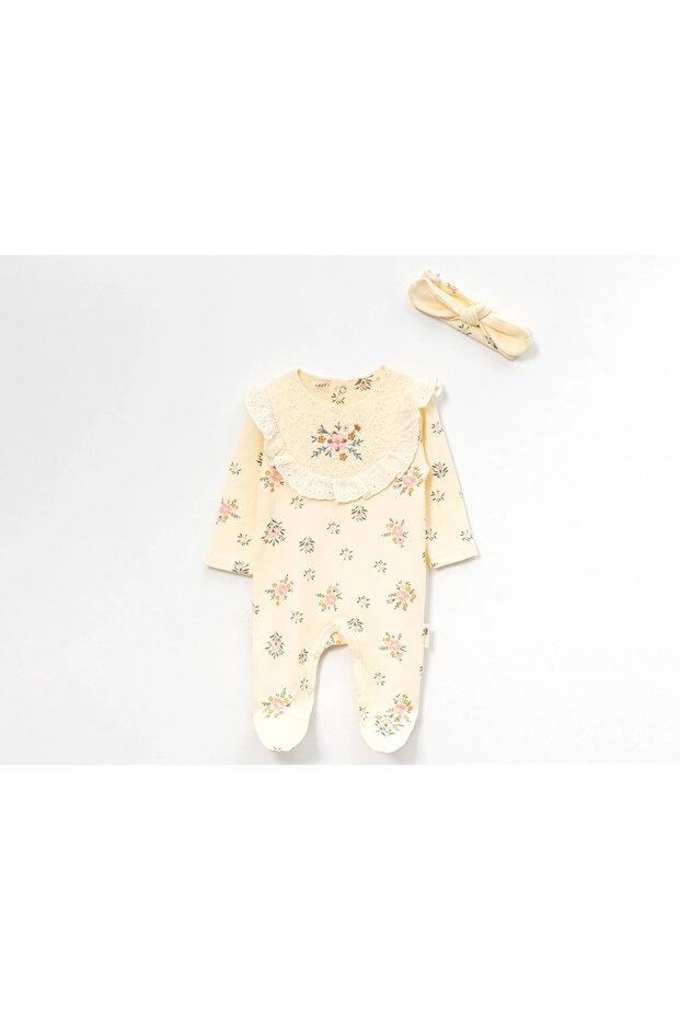 Floral patterned baby girl romper