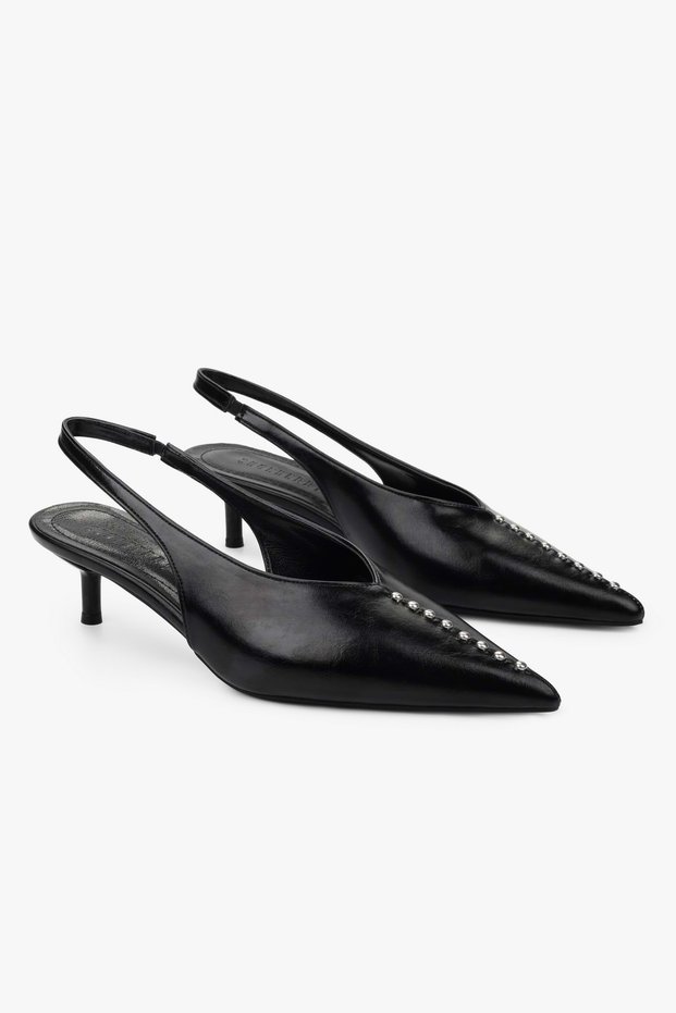 Women's Roviel Black Skin Trok Detailed Stiletto