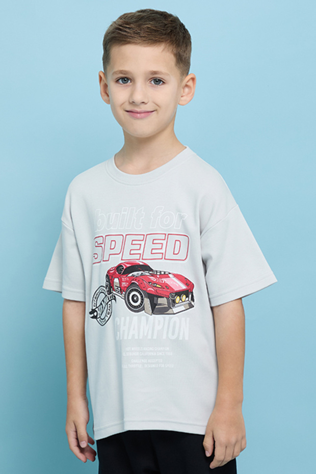 Printed T-Shirt with Crew Neck and Short Sleeves