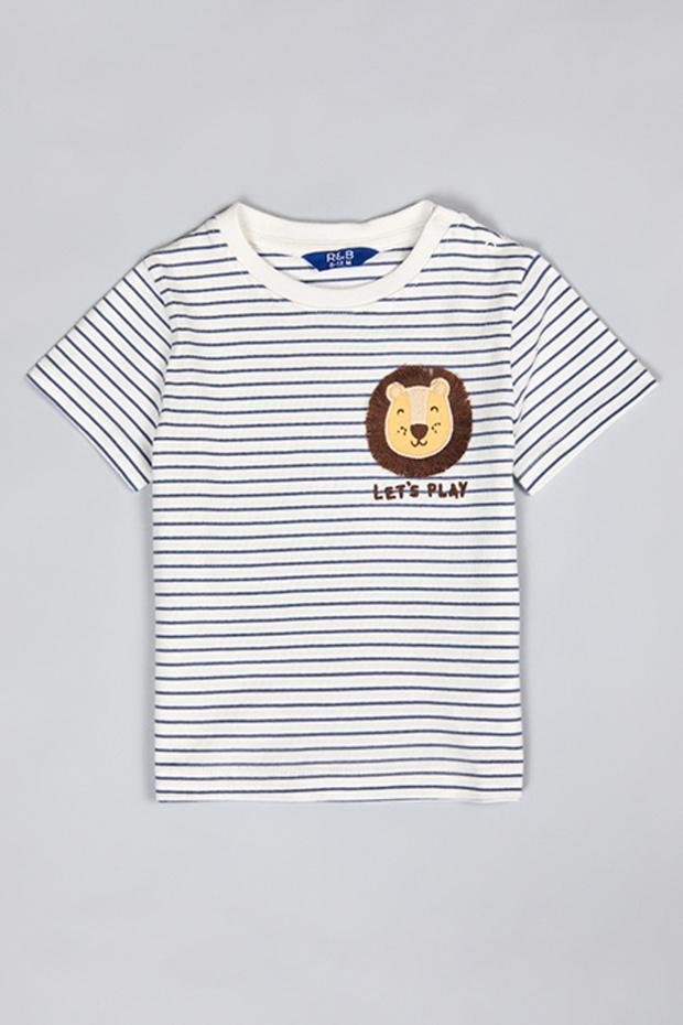 Striped T-Shirt with Crew Neck and Short Sleeves