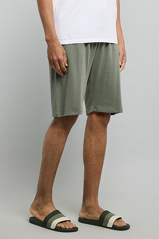 Solid Lounge Shorts with Drawstring Waist - 3