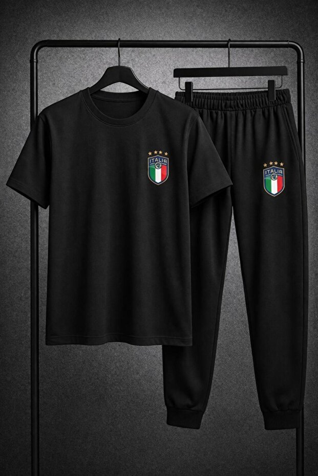 Unisex Italy Printed Tracksuit T-Shirt Set