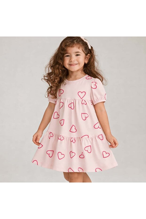 Girl's Heart Patterned Summer Dress