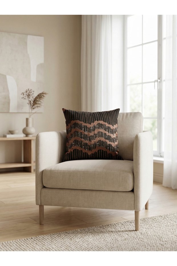 Premium Series Jacquard Woven Throw Pillow Cover Black - Gold
