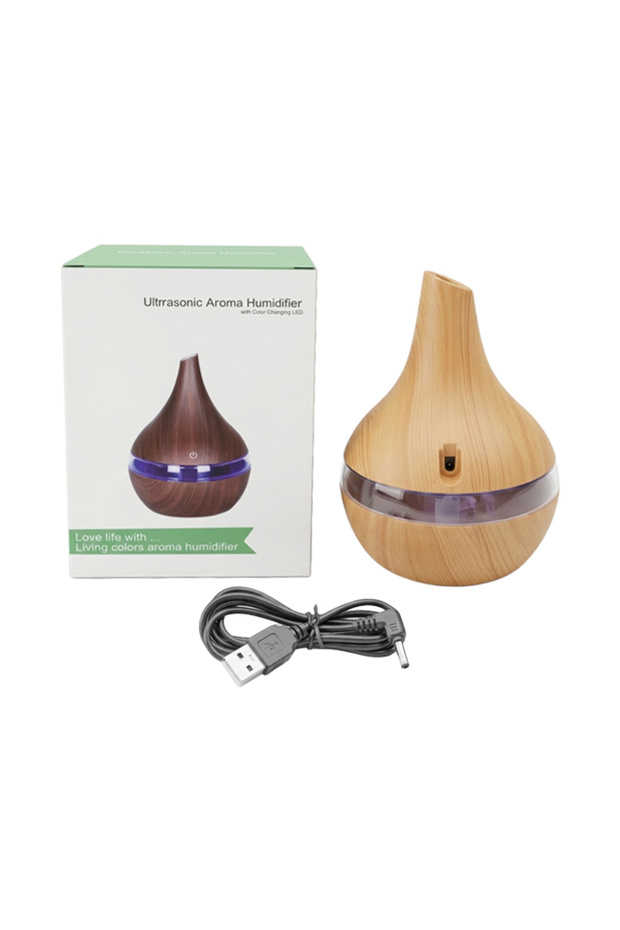 Wood Grain Humidifier 300ML, USB Cool Mist Diffuser, Quiet for Home & Office