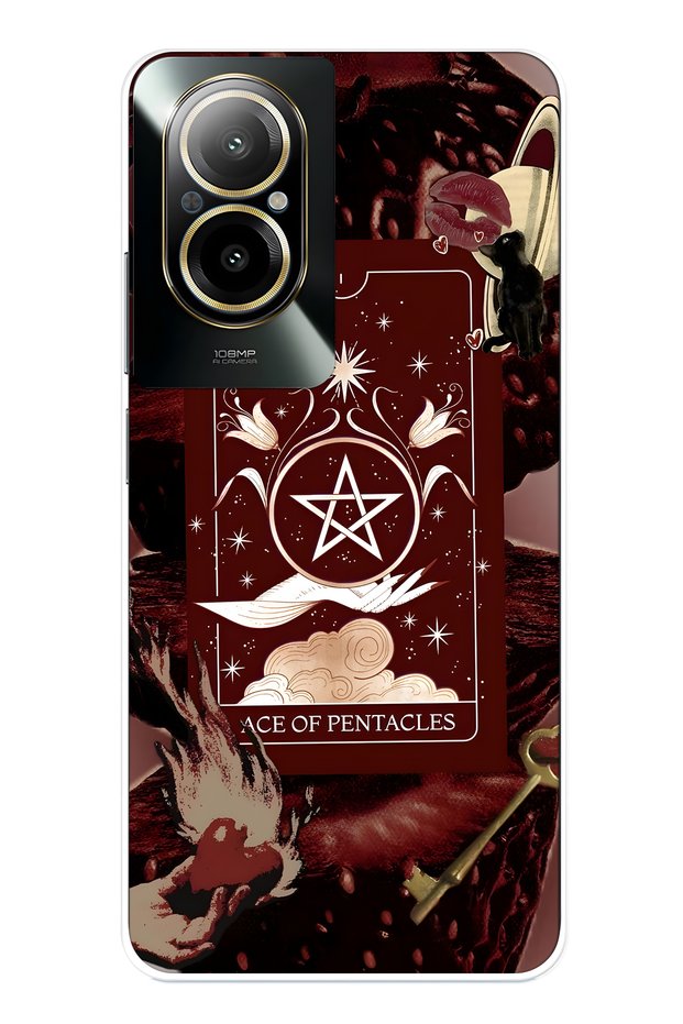 Realme 12 Lite Compatible Tarot Card Patterned Transparent Phone Case