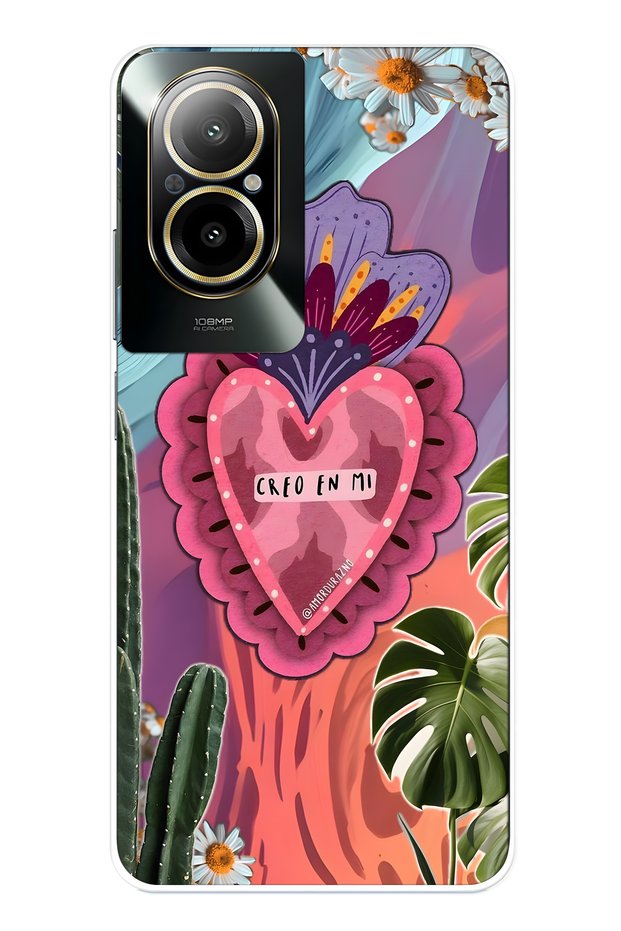Realme 12 Lite Compatible Colorful Heart and Flower Pattern Transparent Phone Case