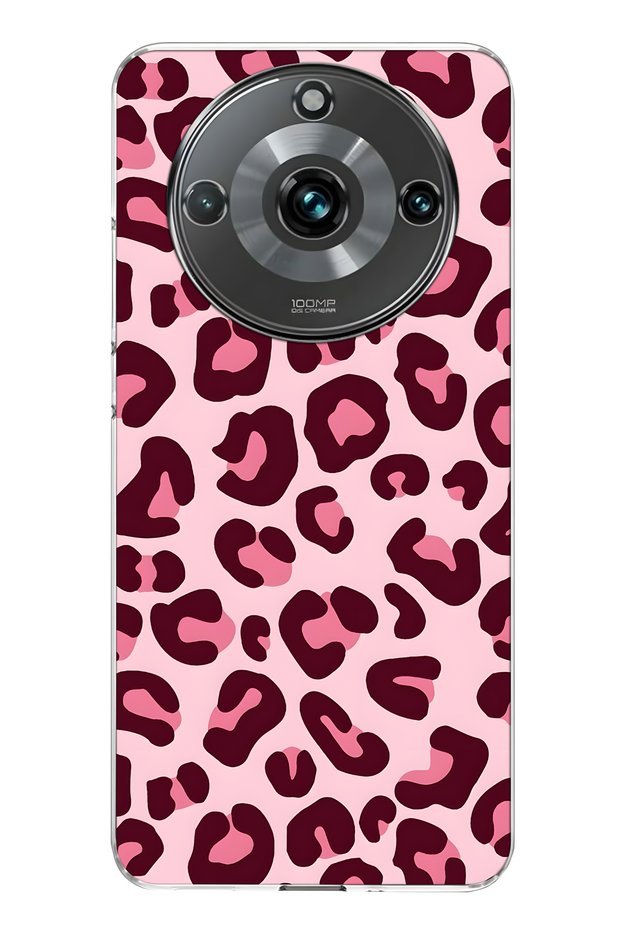 Realme 11 Pro / 11 Pro Plus Compatible Pink Leopard Pattern Transparent Phone Case