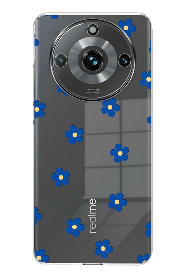 حافظة هاتف شفافة بنمط الزهرة الزرقاء متوافقة مع Realme 11 Pro / 11 Pro Plus