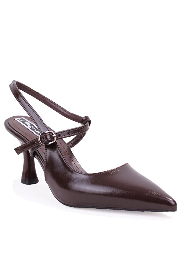 Dza07-1296047 Brown 8 cm Thin Heeled Classic Women's Shoes