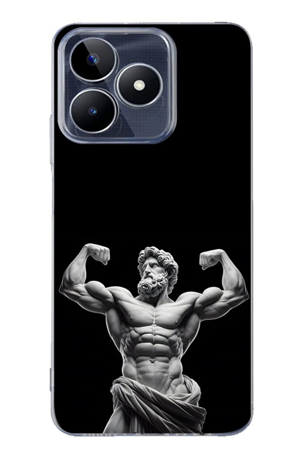 Realme Note 50 4g Compatible Ancient Sculpture Muscular God Pattern Transparent Phone Case
