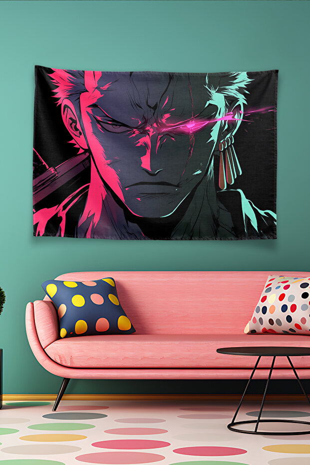 Zoro Glowing Eye Scar Black Anime Laptop