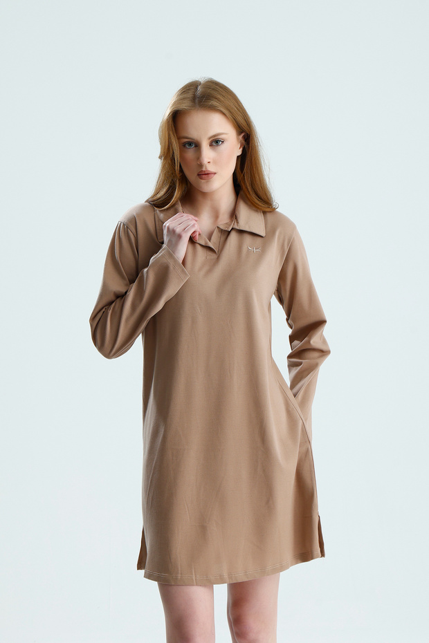 Polo Neck Long Sleeve Dress