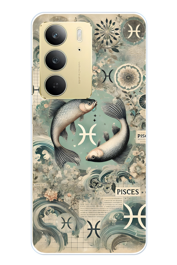 Realme C75 Compatible Pisces Patterned Transparent Phone Case