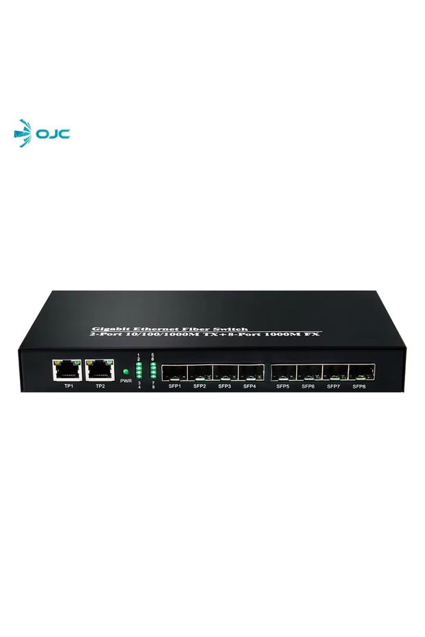 محول شبكة غير قابل للإدارة بـ 8 منافذ SFP و2 منفذ Uplink جيجابت 08ODS-8S2P