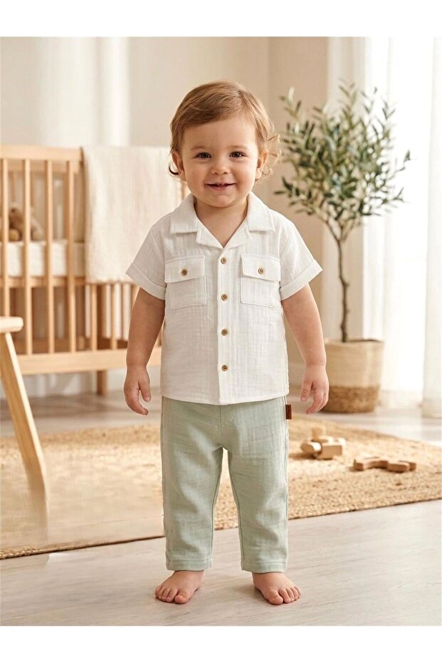 Baby Linen Breeze Theme Trousers Green 52031
