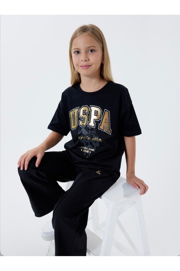 Li̇mi̇ Girl's Soft Textured Grass Detail 2-Piece Combed Cotton Set