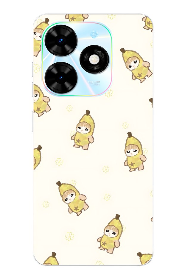 Tecno Spark 20 / 20C Compatible Banana Costume Cat Pattern Transparent Phone Case
