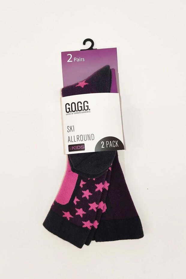 Gogg Knee-High Towel Sole Star Pattern Set of 2 Children's Ski Socks