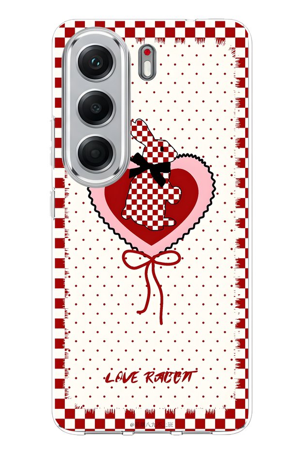Tecno Camon 40 Pro 5g Compatible Red Checkered Rabbit Pattern Transparent Phone Case