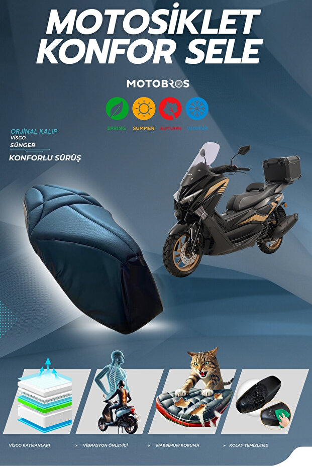 Kuba Newcity 125 and 50Cc Compatible Comfort Saddle and Saddle Cover Visco Sponge