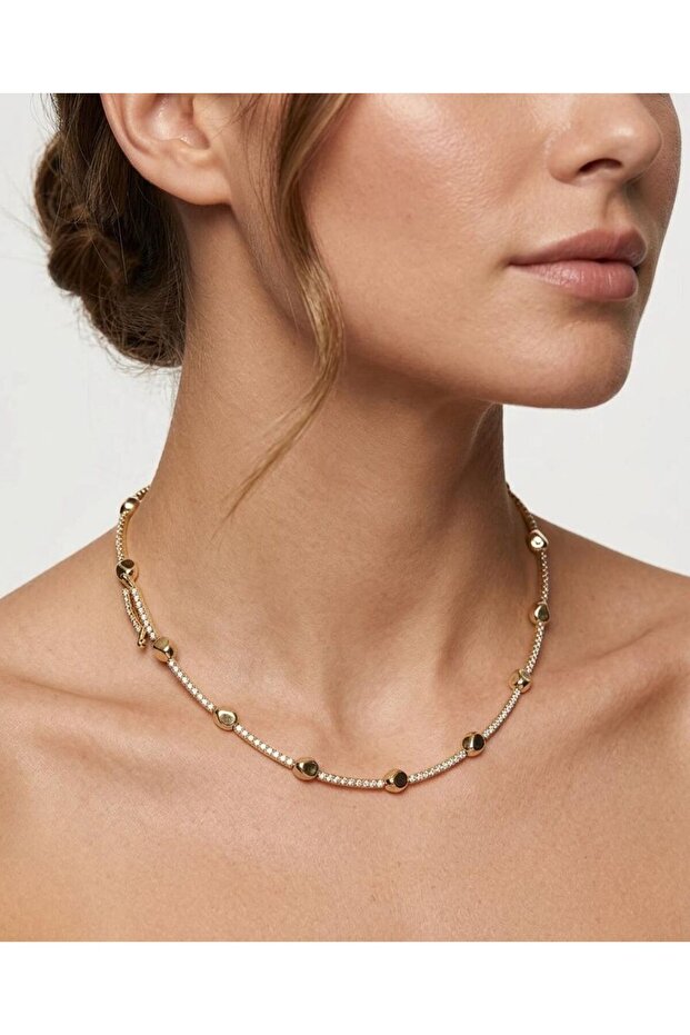 Taşlı Choker Çelik Kolye