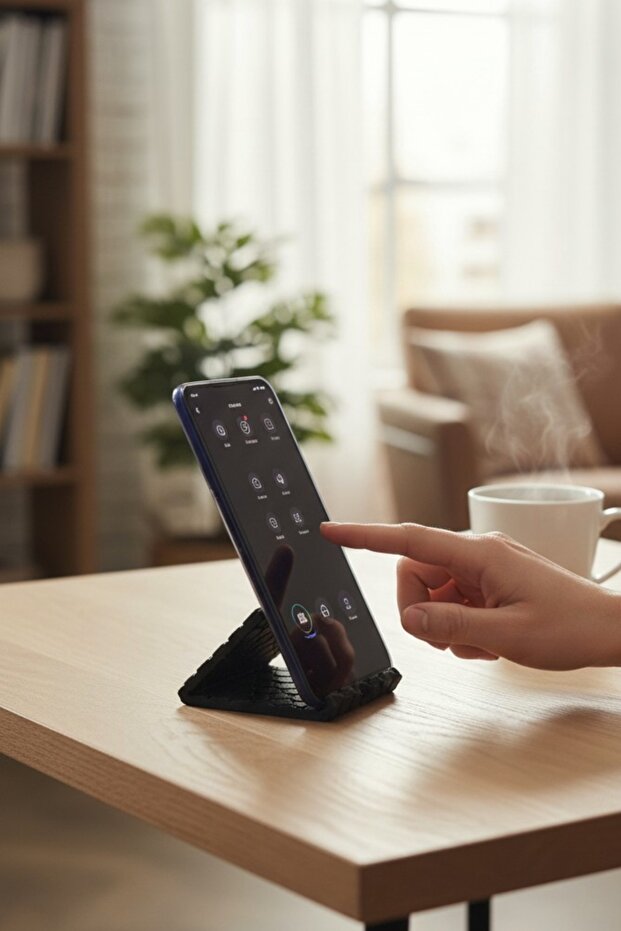 حامل هاتف محمول وتابلت بتصميم فسيفساء أسود للطاولة US-T005S 6X 7X8 سم