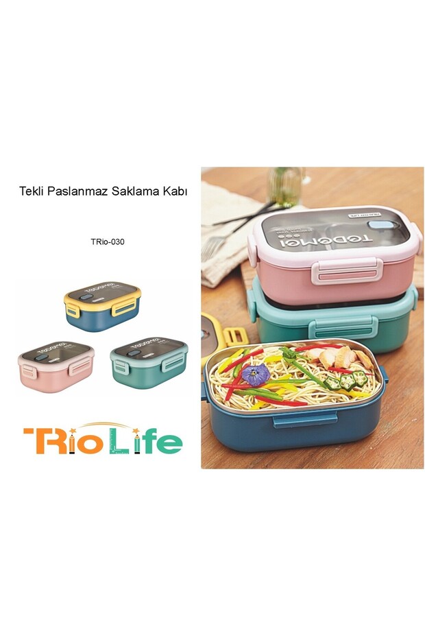 2 Compartment Stainless Steel Leak-Proof Storage Container Lunch Box 0.85 Lt. Green-Yellow