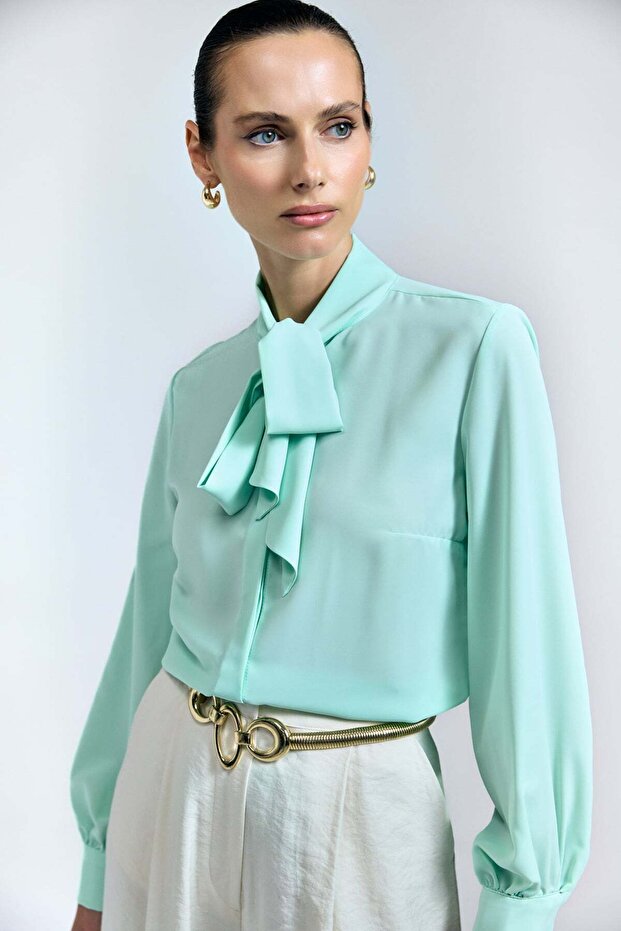 Collared Plain Shirt - Mint - 4